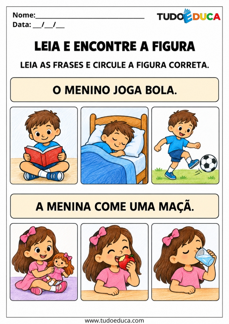 Atividade de Alfabetização encontre a figura da frase