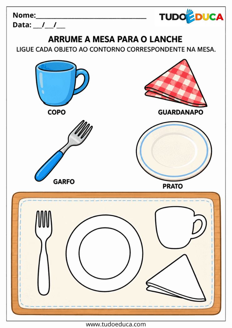 Atividade de Autonomia para AEE arrume a mesa