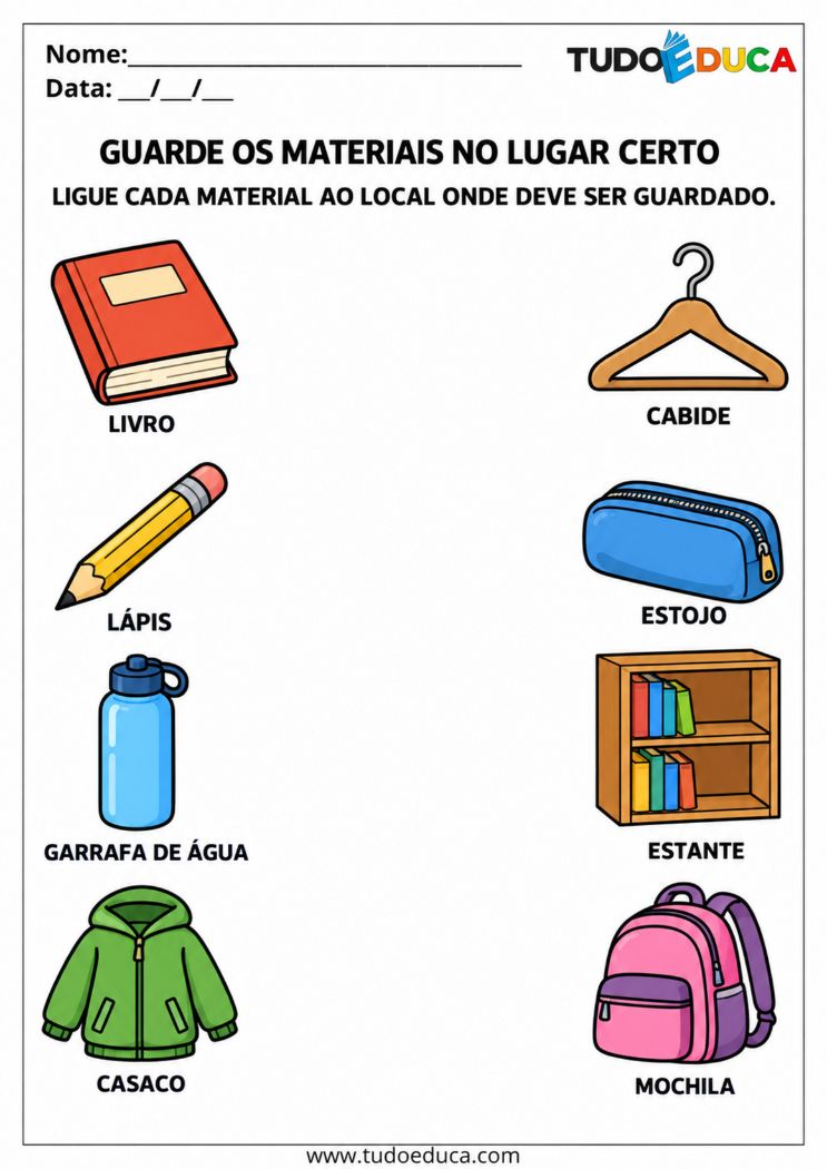 Atividade de Autonomia para AEE guarde nos lugares