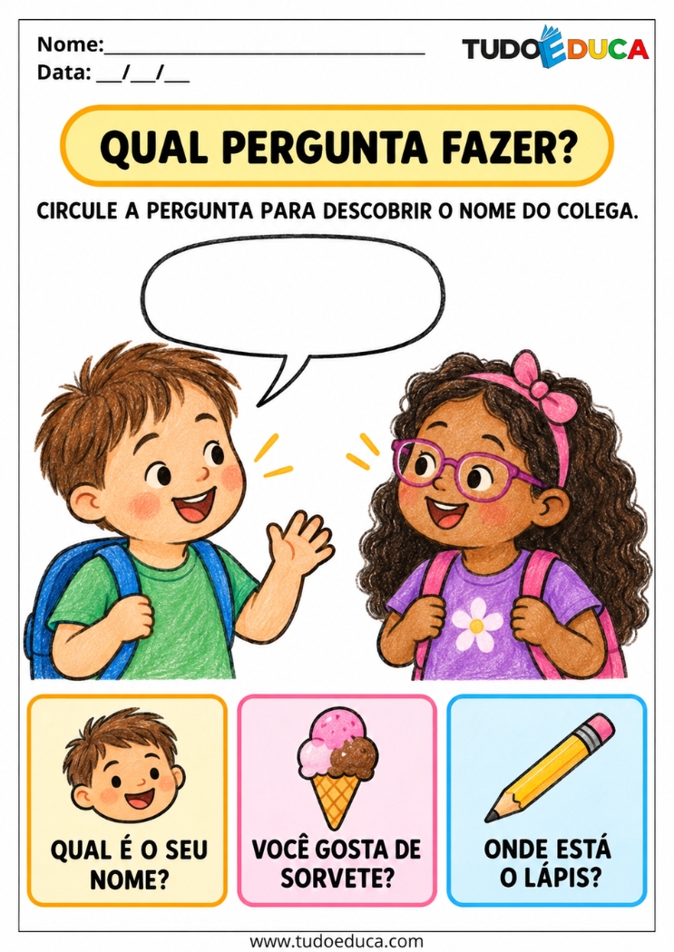 Atividade de Comunicação como perguntar para Síndrome de Down