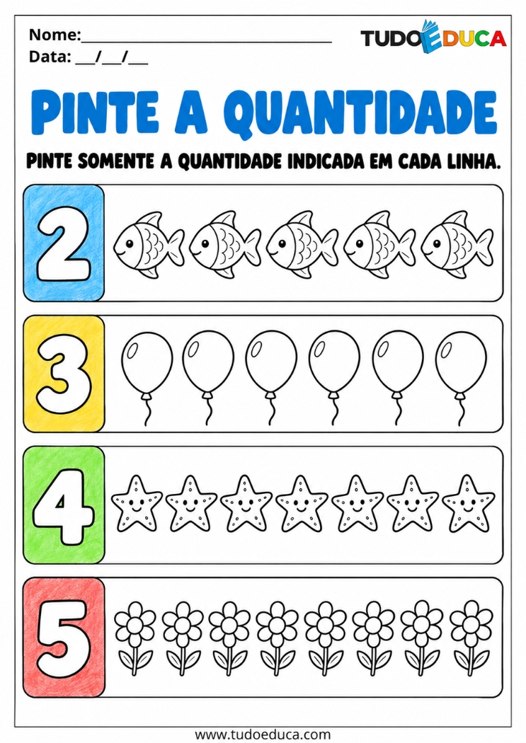 Atividade de Contagem e pintura para Síndrome de Down