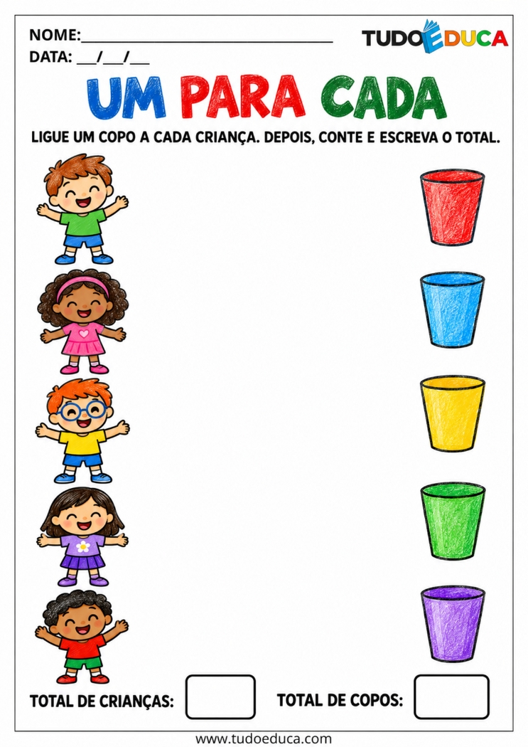 Atividade de Contagem ligue um para cada para Autismo