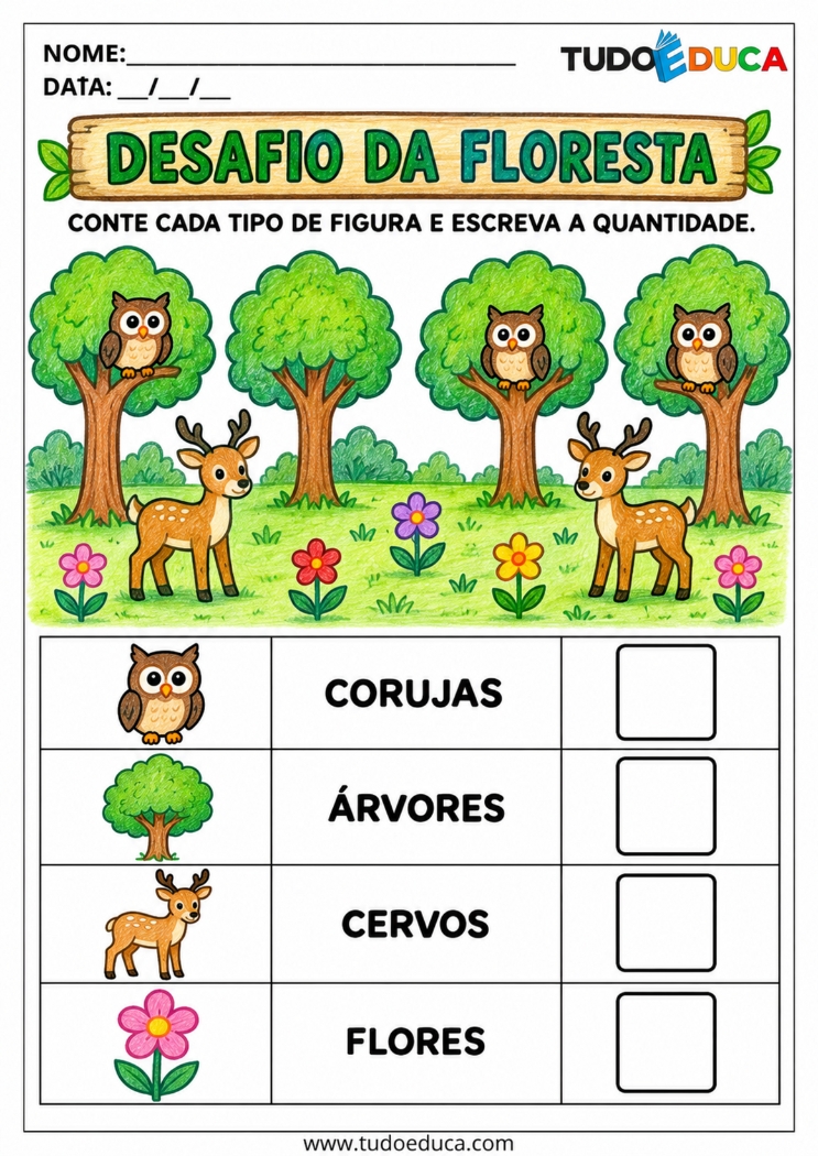 Atividade de Contagem observe a cena e marque as quantidades para Autismo