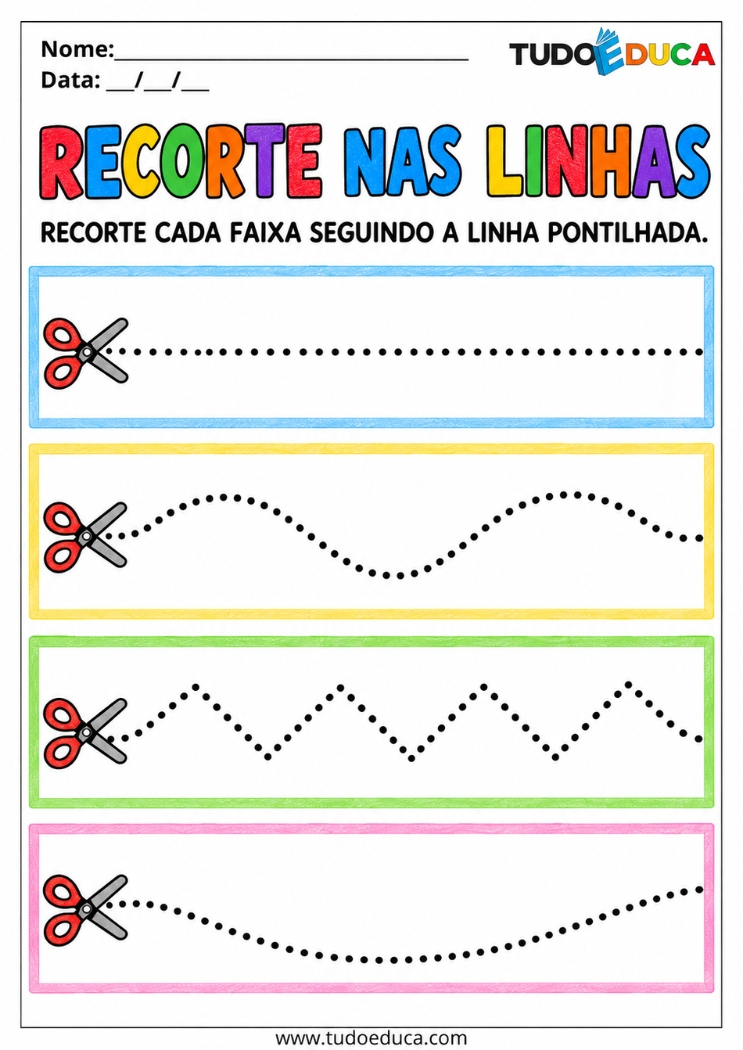 Atividade de Coordenação Motora recorte as linhas para Deficiência Intelectual