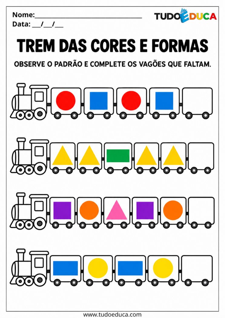 Atividade de Cores e Formas com sequencia para Síndrome de Down