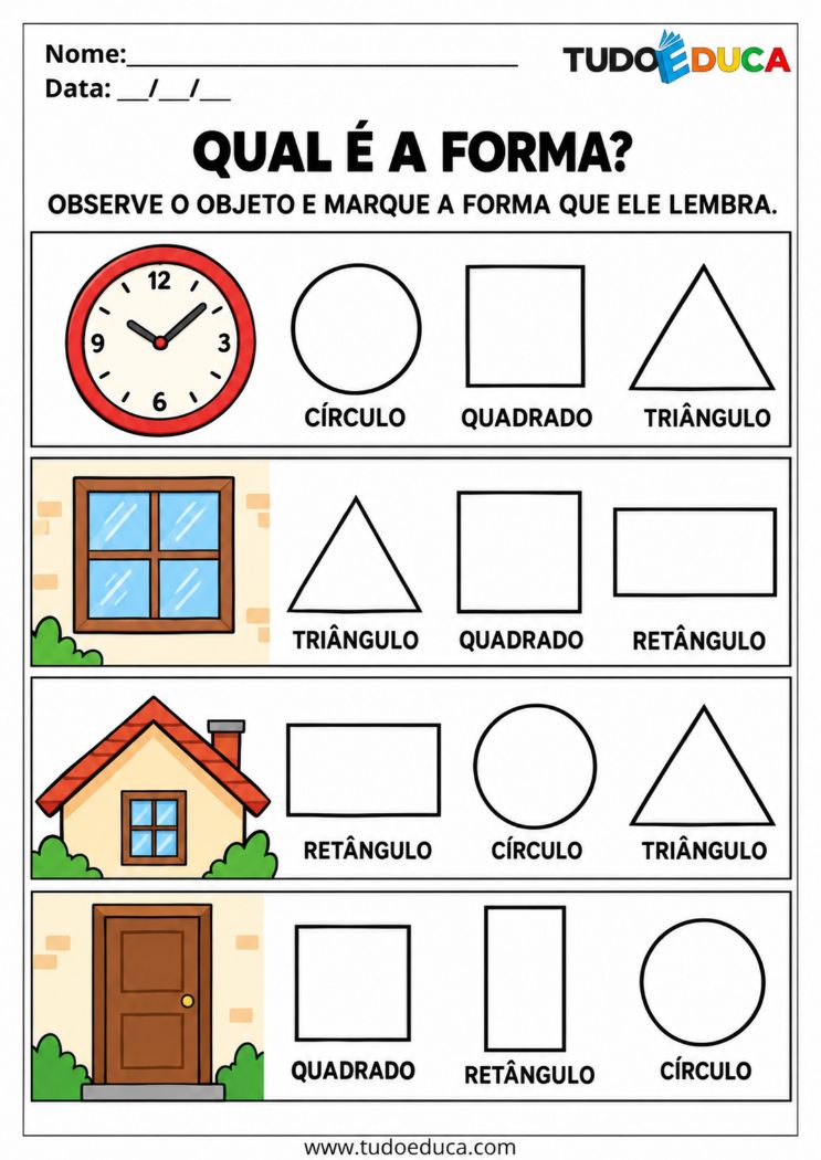 Atividade de Cores e Formas para Síndrome de Down escolha a forma
