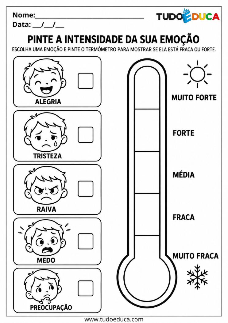 Atividade de Emoções para AEE com termometro das emoções