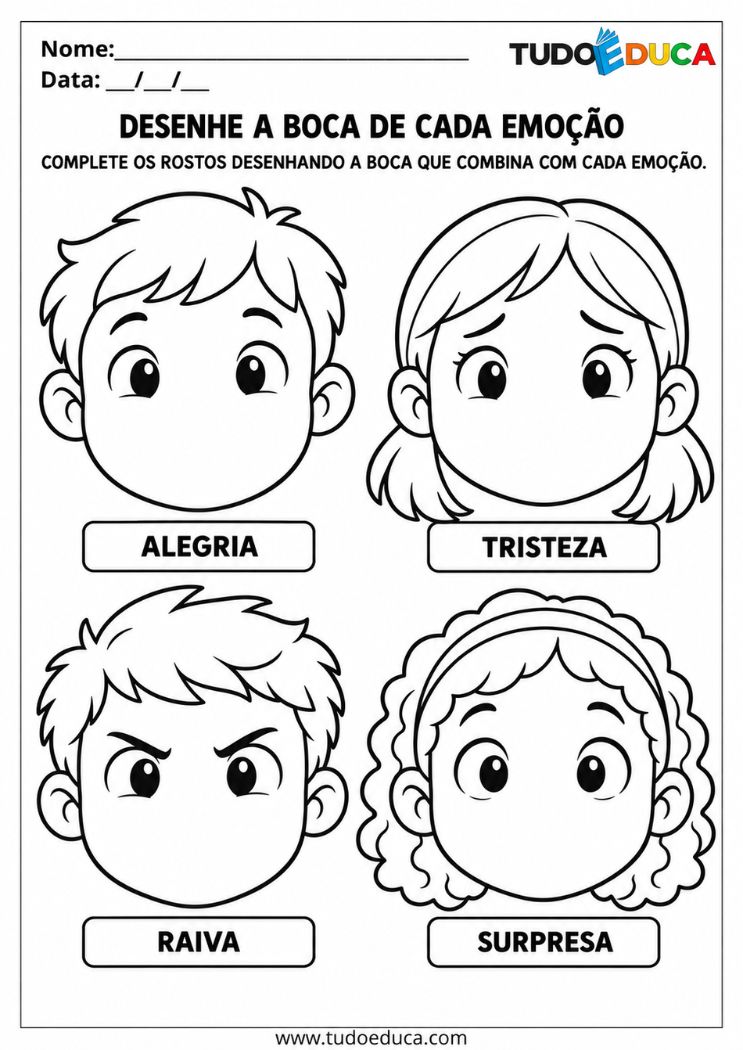 Atividade de Emoções para AEE desenhe a expressão