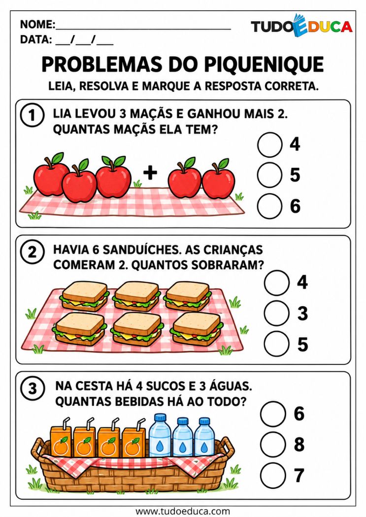 Atividade de Matemática com problemas para TDAH