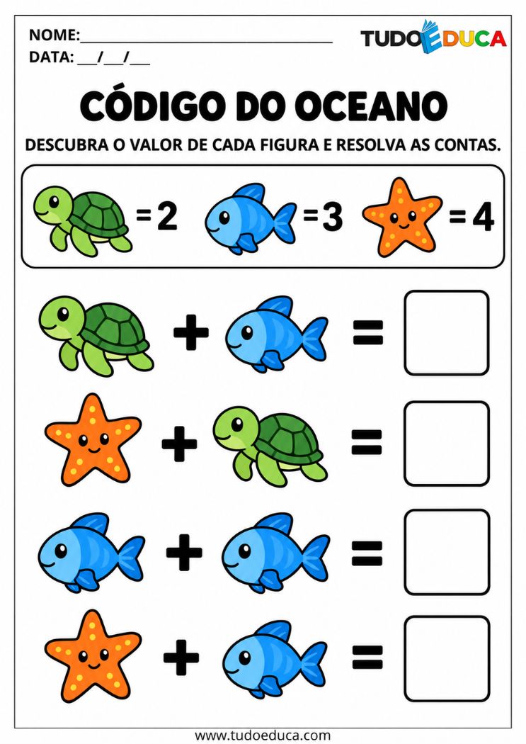 Atividade de Matemática para TDAH com figuras