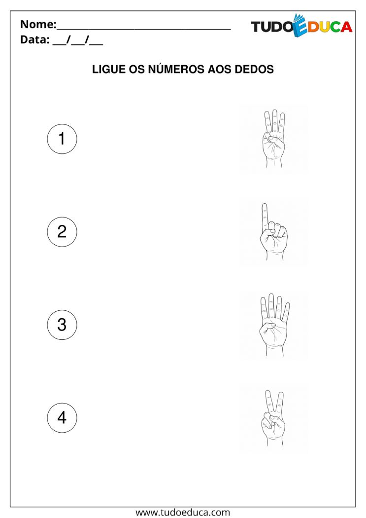Atividade de Números e dedos para Deficiência Intelectual