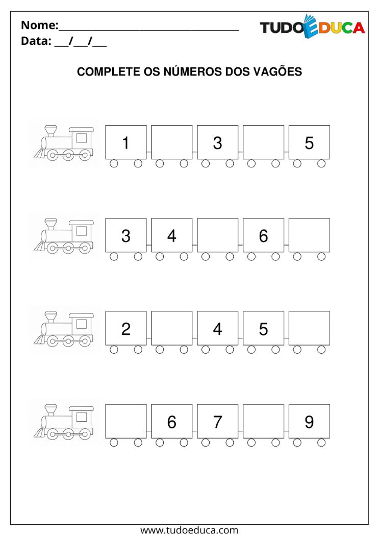 Atividade de Números para Deficiência Intelectual