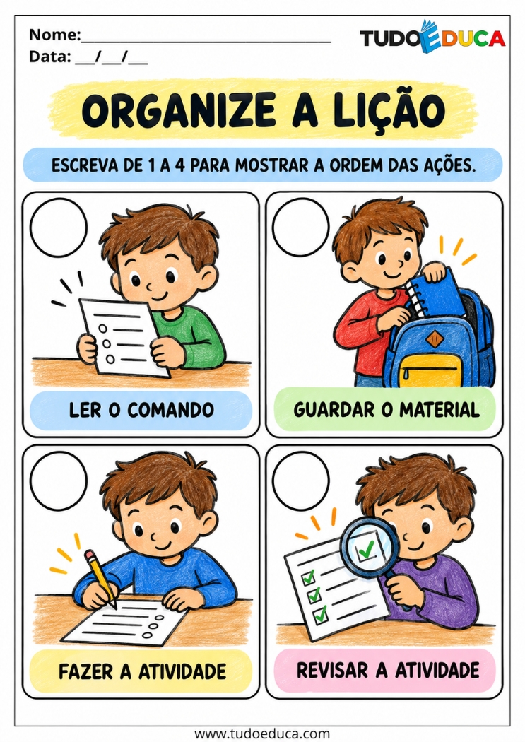 Atividade de Organização da Rotina de estudo para TDAH