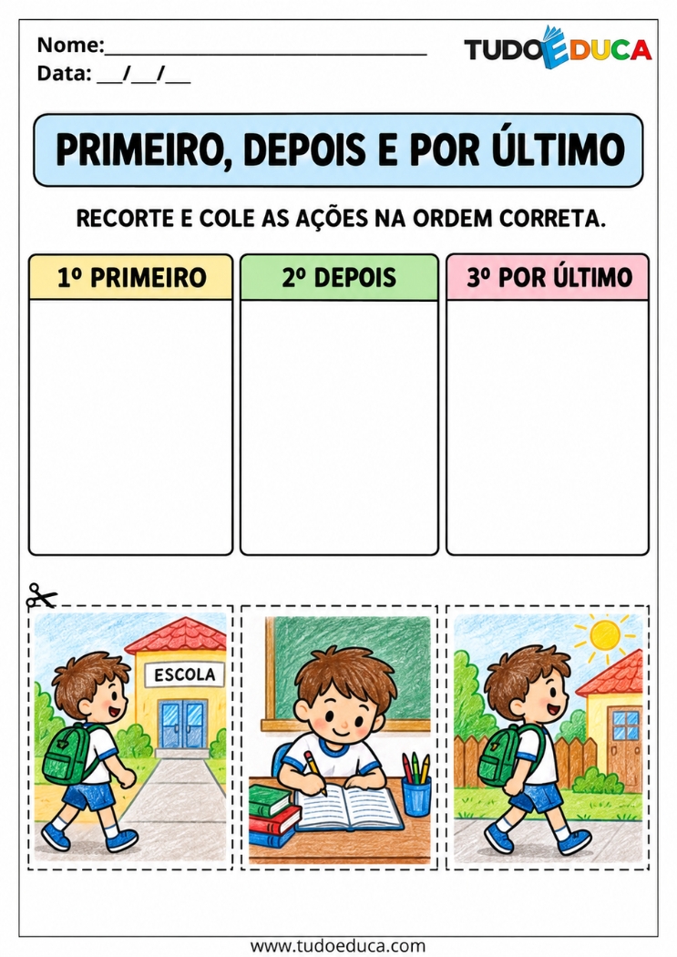 Atividade de Organização da Rotina para TDAH o que vem primeiro