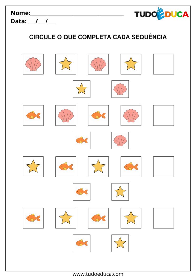Atividade de Percepção Visual para AEE com sequencias