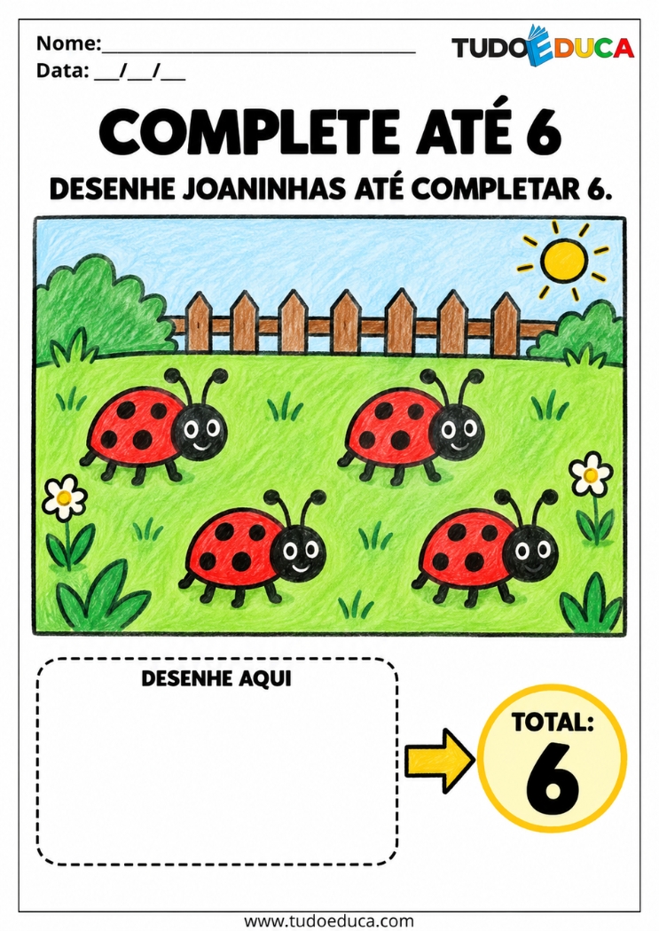 Atividade de Quantidades complete a quantidade pedida para Deficiência Intelectual