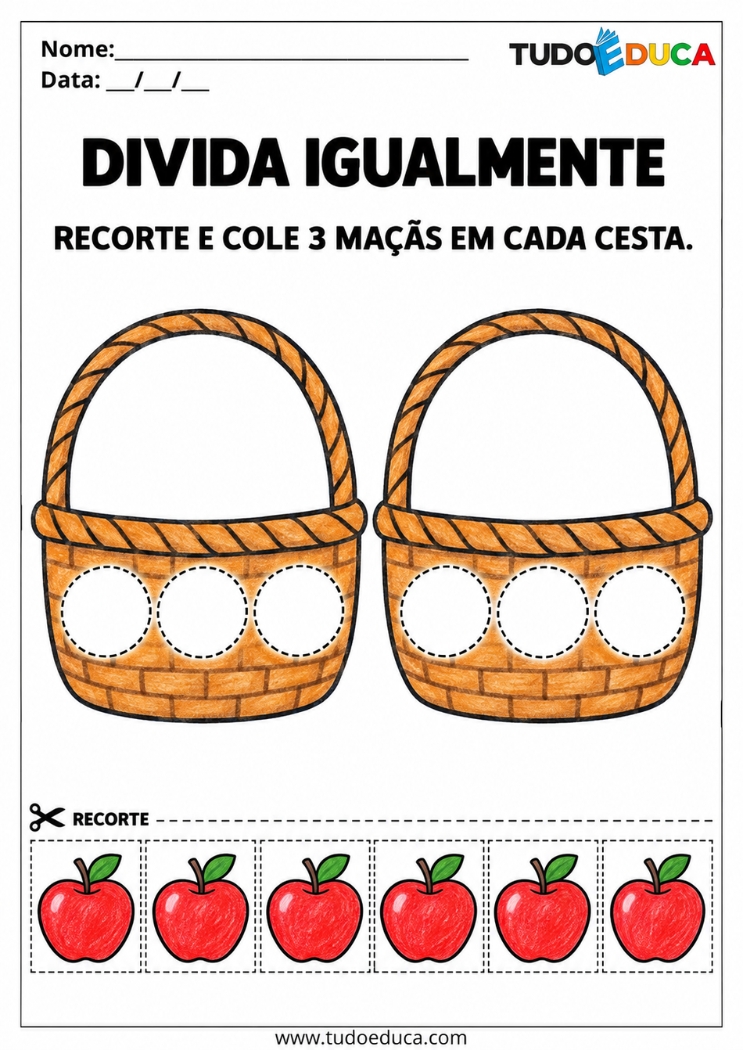 Atividade de Quantidades divida igualmente para Deficiência Intelectual