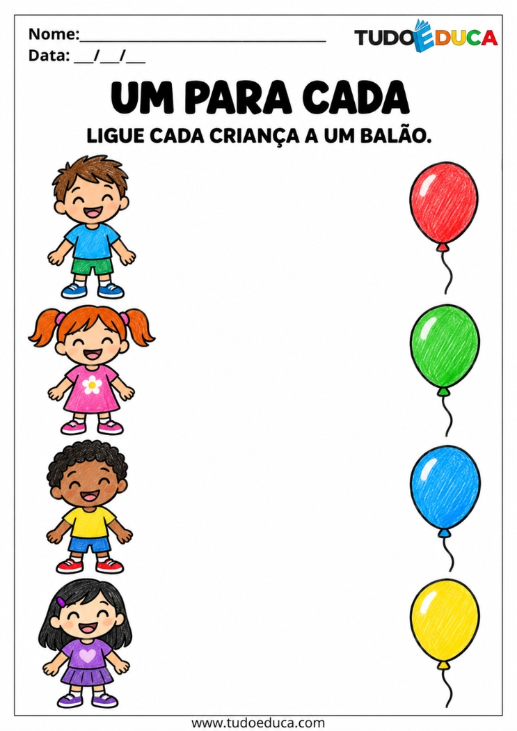 Atividade de Quantidades ligue um para cada para Deficiência Intelectual