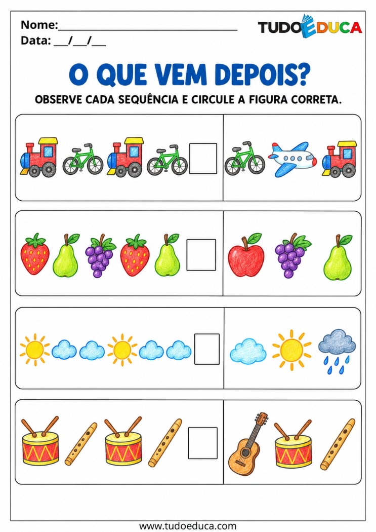 Atividade de Sequência Lógica com escolha para Deficiência Intelectual