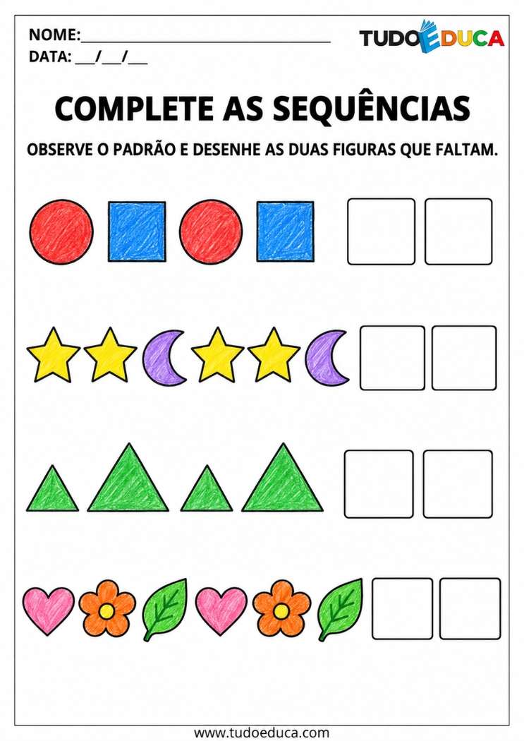 Atividade de Sequência Lógica com formas para Deficiência Intelectual