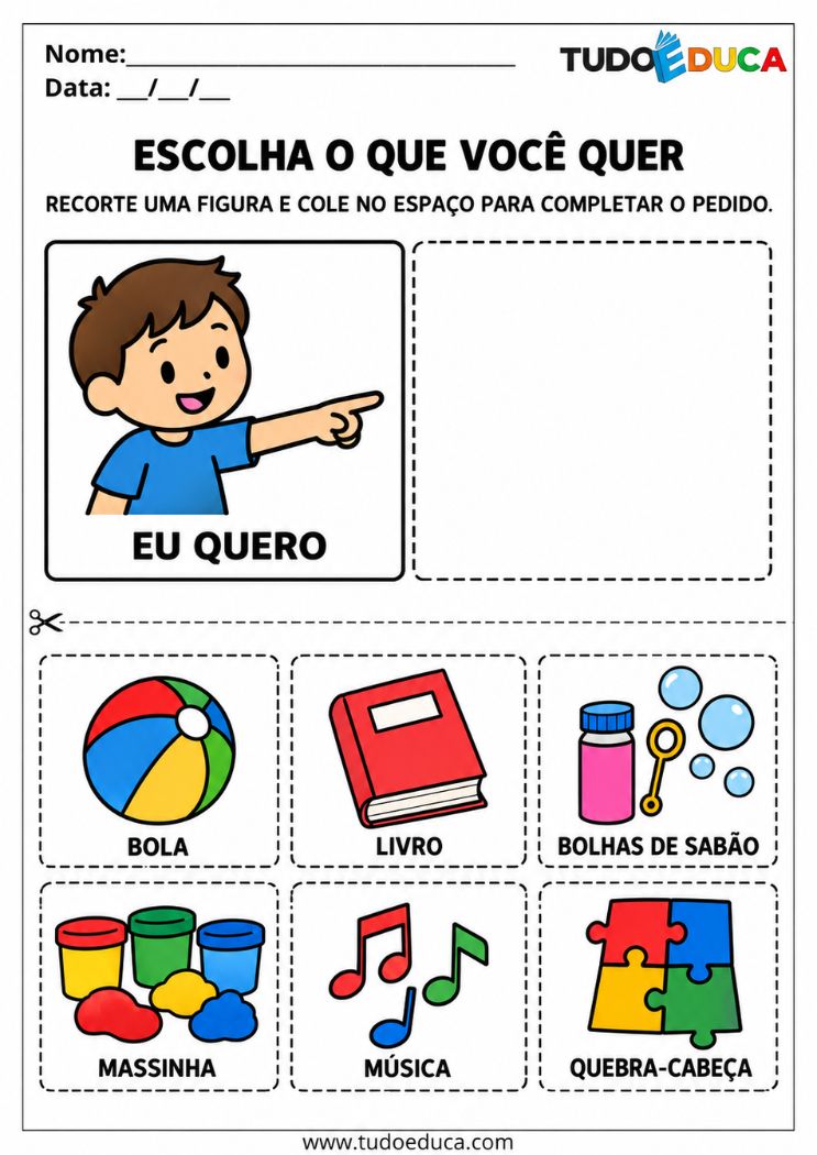Atividade para Autismo Não Verbal para Imprimir